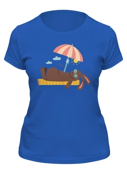 Заказать женскую футболку в Москве. Футболка классическая Кролик на пляже от skynatural - готовые дизайны и нанесение принтов.
