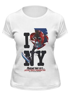 Заказать женскую футболку в Москве. Футболка классическая Friday the 13th / I love NY от KinoArt - готовые дизайны и нанесение принтов.