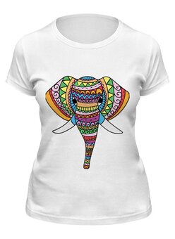 Заказать женскую футболку в Москве. Футболка классическая Индийский слон от BeliySlon - готовые дизайны и нанесение принтов.