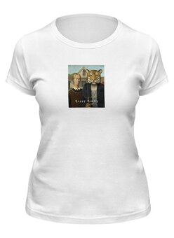 Заказать женскую футболку в Москве. Футболка классическая «Happy Family» от Соль  - готовые дизайны и нанесение принтов.