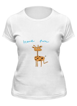 Заказать женскую футболку в Москве. Футболка классическая жираф от Karina Radomskaya - готовые дизайны и нанесение принтов.