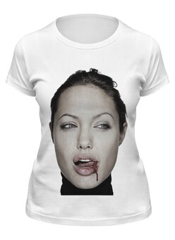Заказать женскую футболку в Москве. Футболка классическая Angelina Jolie от Антон Величко - готовые дизайны и нанесение принтов.