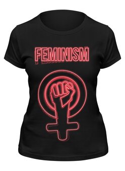 Заказать женскую футболку в Москве. Футболка классическая Феминизм неон от ualluon - готовые дизайны и нанесение принтов.