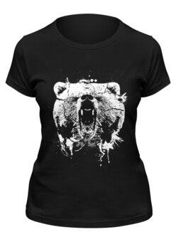 Заказать женскую футболку в Москве. Футболка классическая Медвежий оскал от printik - готовые дизайны и нанесение принтов.