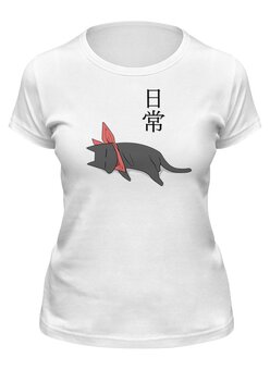 Заказать женскую футболку в Москве. Футболка классическая Японский кот от Fix Print - готовые дизайны и нанесение принтов.