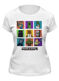 Заказать женскую футболку в Москве. Футболка классическая Майнкрафт от PrintGamer  - готовые дизайны и нанесение принтов.