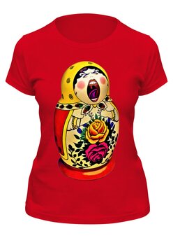 Заказать женскую футболку в Москве. Футболка классическая Матрешка от T-shirt print  - готовые дизайны и нанесение принтов.