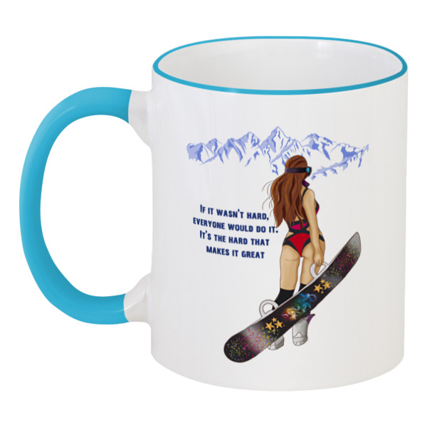 Printio Кружка с цветной ручкой и ободком Девушка со сноубордом printio лонгслив девушка со сноубордом