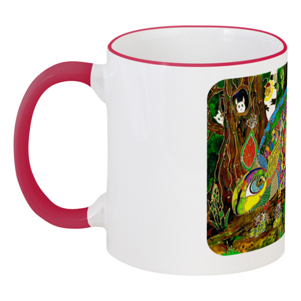 Printio Кружка с цветной ручкой и ободком Радужный чайный зверь во всей красе