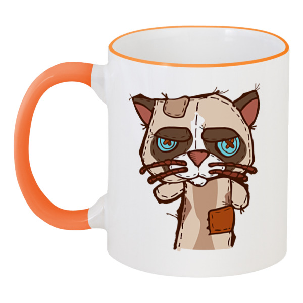 printio свитшот унисекс хлопковый ☂ grumpy cat ☂ Printio Кружка с цветной ручкой и ободком ☂ grumpy cat ☂