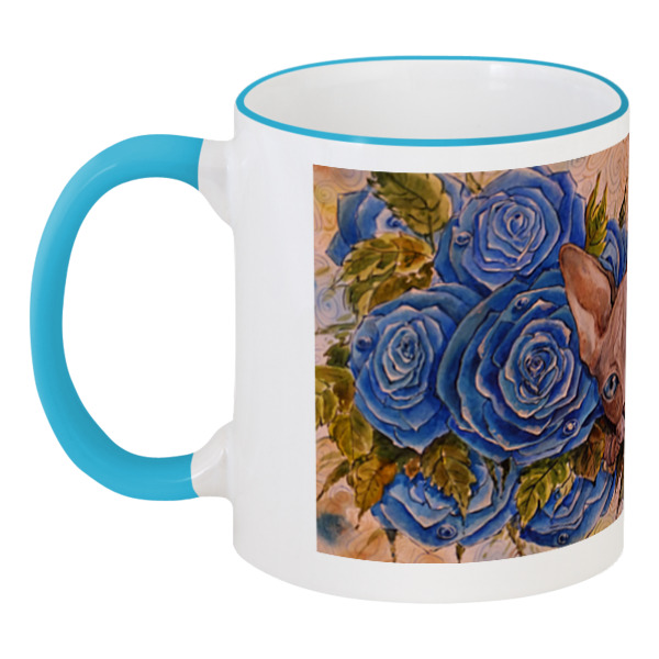 Printio Кружка с цветной ручкой и ободком Сфинкс и синие розы printio кружка цветная внутри сфинкс и синие розы