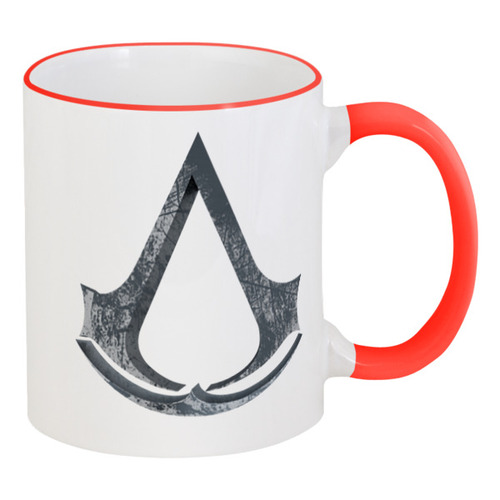 Заказать кружку в Москве. Кружка с цветной ручкой и ободком Assassin’s Creed от GeekFox  - готовые дизайны и нанесение принтов.