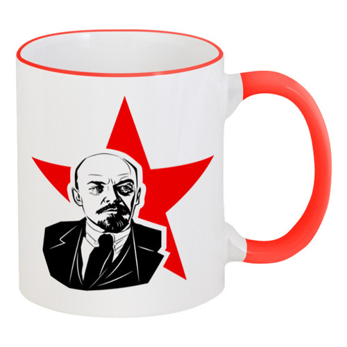 Заказать кружку в Москве. Кружка с цветной ручкой и ободком ☆ LENIN ☆ от balden - готовые дизайны и нанесение принтов.