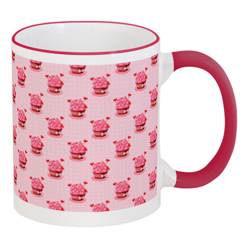 Заказать кружку в Москве. Кружка с цветной ручкой и ободком кексы от Mari_M - готовые дизайны и нанесение принтов.