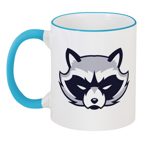 Заказать кружку в Москве. Кружка с цветной ручкой и ободком Енот  от Jimmy Flash - готовые дизайны и нанесение принтов.