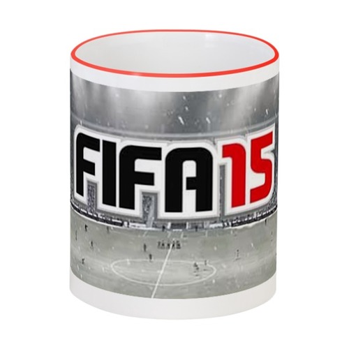 Заказать кружку в Москве. Кружка с цветной ручкой и ободком FIFA 15 от spartak-tovar - готовые дизайны и нанесение принтов.