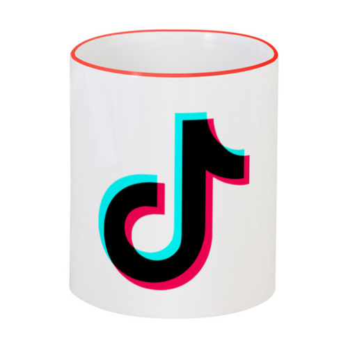 Заказать кружку в Москве. Кружка с цветной ручкой и ободком TikTok  от DESIGNER   - готовые дизайны и нанесение принтов.