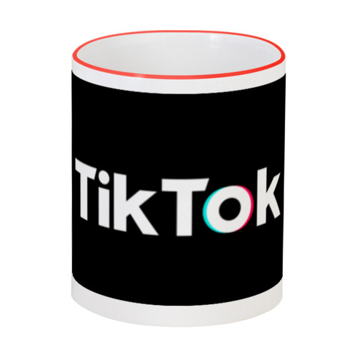 Заказать кружку в Москве. Кружка с цветной ручкой и ободком TikTok  от DESIGNER   - готовые дизайны и нанесение принтов.