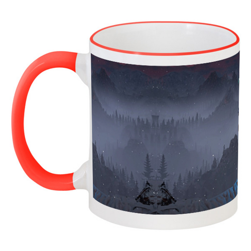 Заказать кружку в Москве. Кружка с цветной ручкой и ободком Horizon Zero Dawn от GeekFox  - готовые дизайны и нанесение принтов.