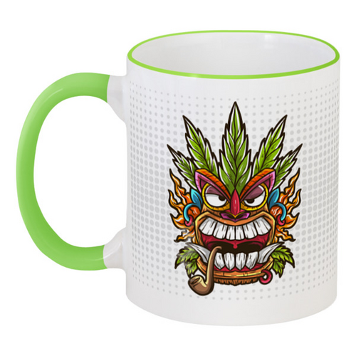 Заказать кружку в Москве. Кружка с цветной ручкой и ободком ✽Tiki Mask✽ от balden - готовые дизайны и нанесение принтов.