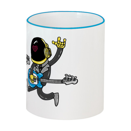 Заказать кружку в Москве. Кружка с цветной ручкой и ободком Daft Punk от hideo_kojima - готовые дизайны и нанесение принтов.