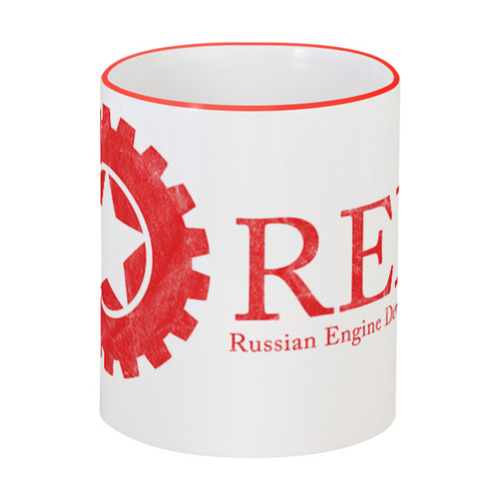 Заказать кружку в Москве. Кружка с цветной ручкой и ободком RED'S Logo от RED'S - готовые дизайны и нанесение принтов.