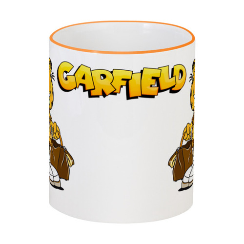 Заказать кружку в Москве. Кружка с цветной ручкой и ободком ❖ Garfield Shopping ❖ от balden - готовые дизайны и нанесение принтов.