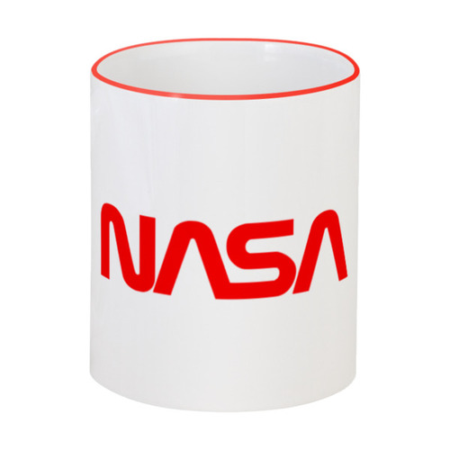Заказать кружку в Москве. Кружка с цветной ручкой и ободком NASA  от DESIGNER   - готовые дизайны и нанесение принтов.