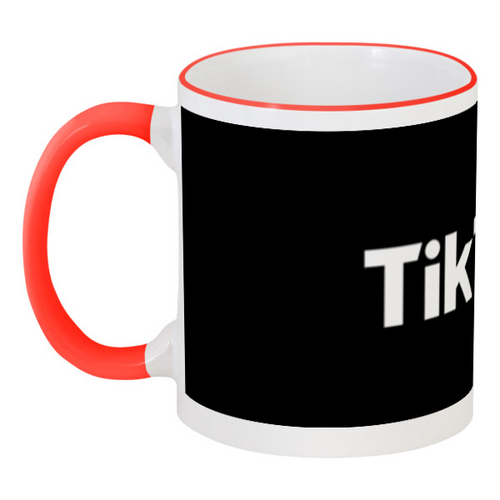 Заказать кружку в Москве. Кружка с цветной ручкой и ободком TikTok  от DESIGNER   - готовые дизайны и нанесение принтов.