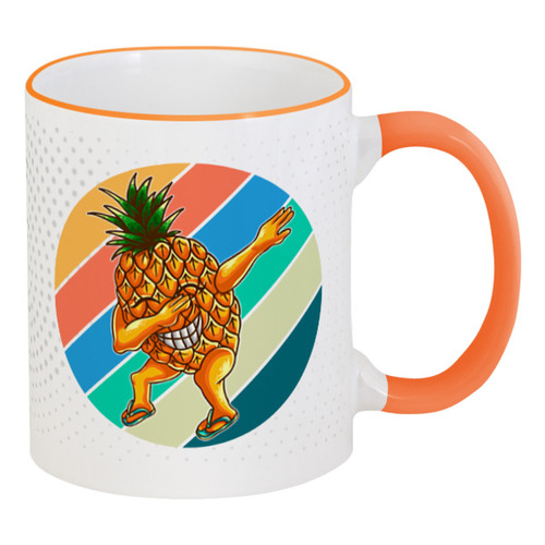 Заказать кружку в Москве. Кружка с цветной ручкой и ободком ❖Pineapple❖ от balden - готовые дизайны и нанесение принтов.