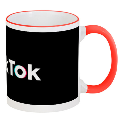 Заказать кружку в Москве. Кружка с цветной ручкой и ободком TikTok  от DESIGNER   - готовые дизайны и нанесение принтов.