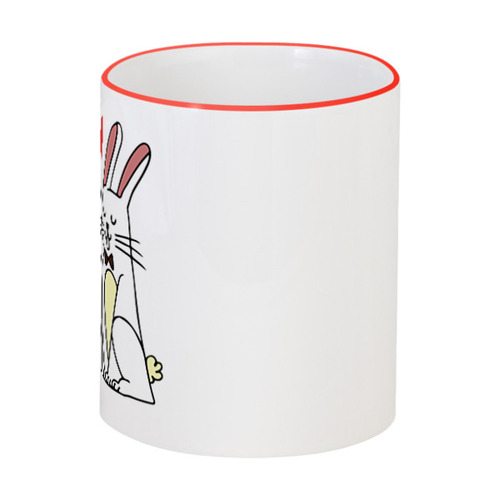 Заказать кружку в Москве. Кружка с цветной ручкой и ободком Влюблённые  кролики от icase - готовые дизайны и нанесение принтов.