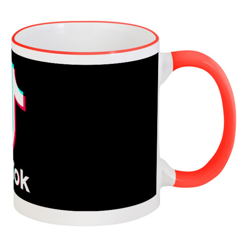 Заказать кружку в Москве. Кружка с цветной ручкой и ободком TikTok  от DESIGNER   - готовые дизайны и нанесение принтов.
