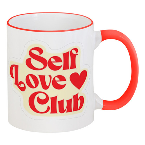 Заказать кружку в Москве. Кружка с цветной ручкой и ободком Self Love Club от Александр Серебренников - готовые дизайны и нанесение принтов.