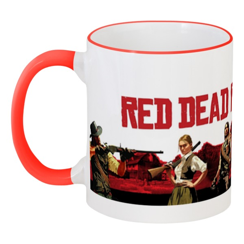 Заказать кружку в Москве. Кружка с цветной ручкой и ободком Red Dead Redemption game от Leichenwagen - готовые дизайны и нанесение принтов.