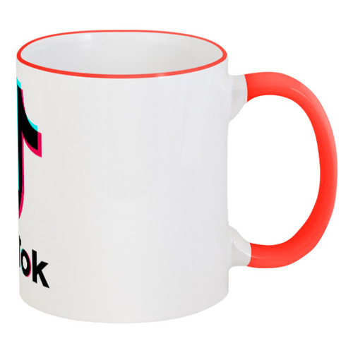 Заказать кружку в Москве. Кружка с цветной ручкой и ободком TikTok  от DESIGNER   - готовые дизайны и нанесение принтов.