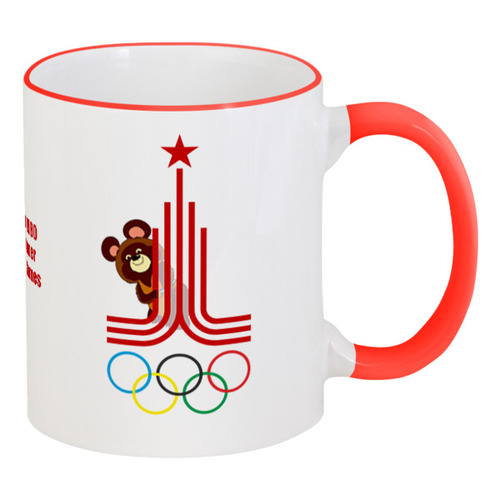 Заказать кружку в Москве. Кружка с цветной ручкой и ободком Олимпиада 1980 от balden - готовые дизайны и нанесение принтов.