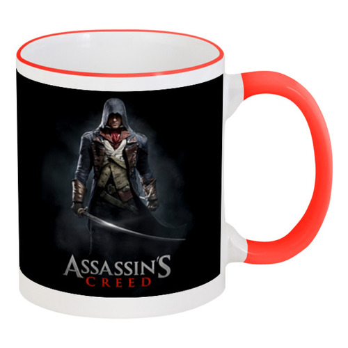 Заказать кружку в Москве. Кружка с цветной ручкой и ободком Assassins Creed (Unity Arno) от Аня Лукьянова - готовые дизайны и нанесение принтов.