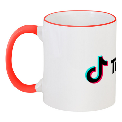 Заказать кружку в Москве. Кружка с цветной ручкой и ободком TikTok  от DESIGNER   - готовые дизайны и нанесение принтов.