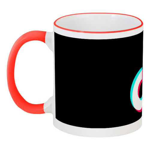 Заказать кружку в Москве. Кружка с цветной ручкой и ободком TikTok  от DESIGNER   - готовые дизайны и нанесение принтов.