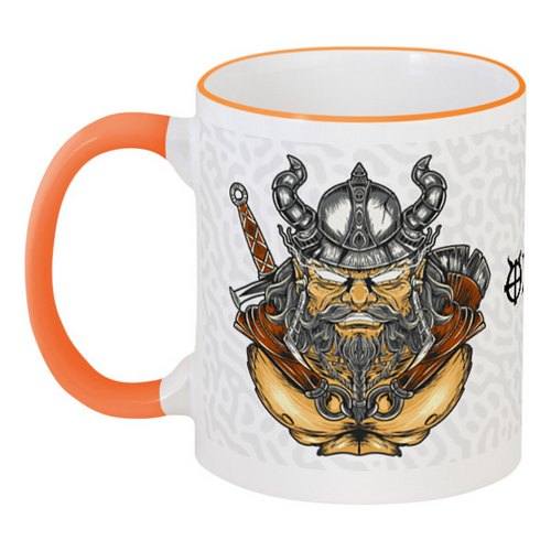Заказать кружку в Москве. Кружка с цветной ручкой и ободком ✠ THE GOD ODIN ✠ от balden - готовые дизайны и нанесение принтов.