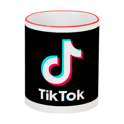 Заказать кружку в Москве. Кружка с цветной ручкой и ободком TikTok  от DESIGNER   - готовые дизайны и нанесение принтов.