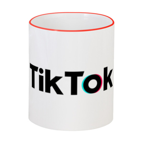 Заказать кружку в Москве. Кружка с цветной ручкой и ободком TikTok  от DESIGNER   - готовые дизайны и нанесение принтов.
