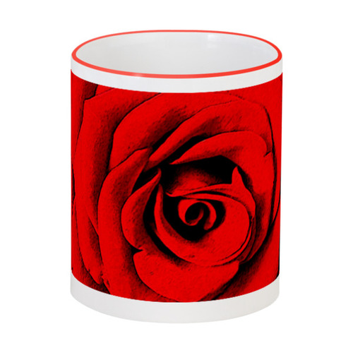 Заказать кружку в Москве. Кружка с цветной ручкой и ободком Красная роза  от Aleksa - готовые дизайны и нанесение принтов.