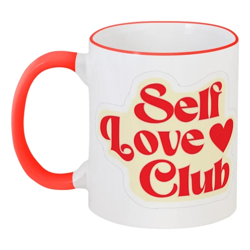 Заказать кружку в Москве. Кружка с цветной ручкой и ободком Self Love Club от Александр Серебренников - готовые дизайны и нанесение принтов.