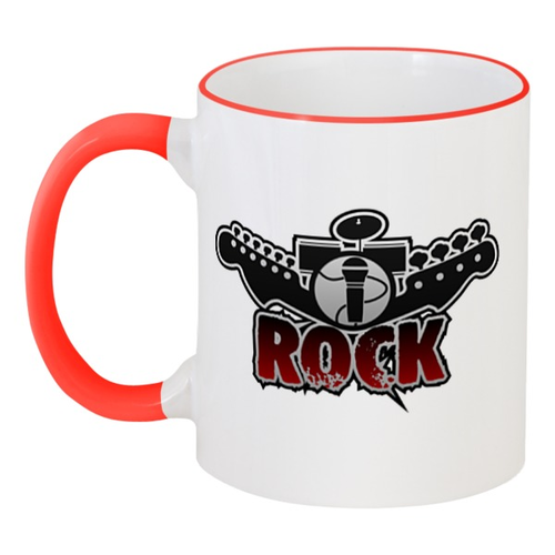 Заказать кружку в Москве. Кружка с цветной ручкой и ободком Rock music от gopotol - готовые дизайны и нанесение принтов.