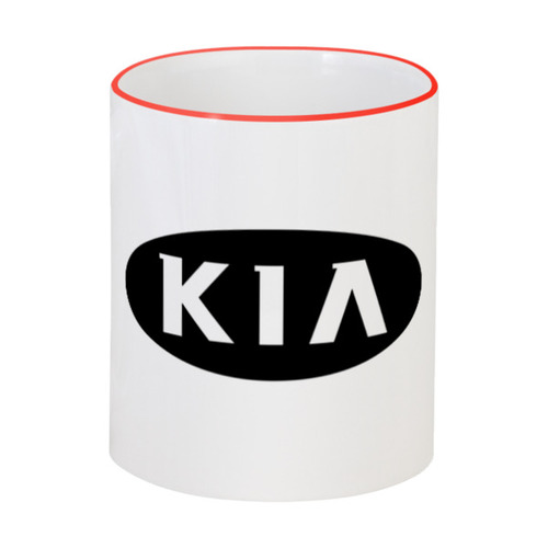 Заказать кружку в Москве. Кружка с цветной ручкой и ободком KIA   от DESIGNER   - готовые дизайны и нанесение принтов.