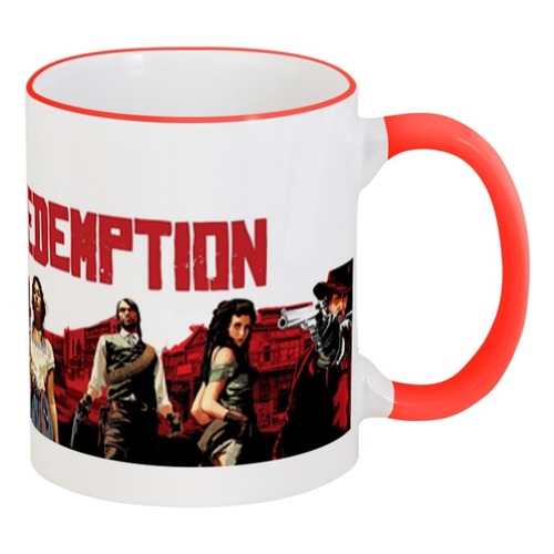 Заказать кружку в Москве. Кружка с цветной ручкой и ободком Red Dead Redemption game от Leichenwagen - готовые дизайны и нанесение принтов.