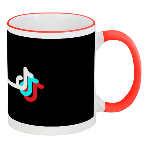 Заказать кружку в Москве. Кружка с цветной ручкой и ободком TikTok  от DESIGNER   - готовые дизайны и нанесение принтов.