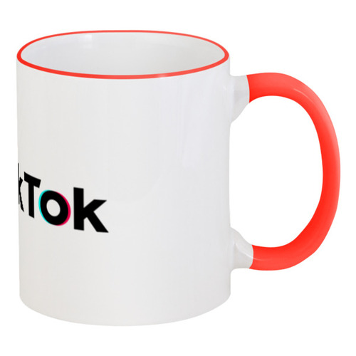 Заказать кружку в Москве. Кружка с цветной ручкой и ободком TikTok  от DESIGNER   - готовые дизайны и нанесение принтов.